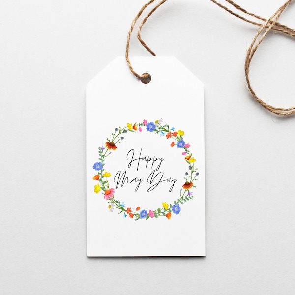 Happy May Day Printable Tags, Gift Tags, May Day Tags, Wildflower Wreath, May Day Gift Tag, Hang Tag, Bakers Tag