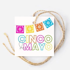 Etiqueta de regalo brillante del Cinco de Mayo, etiqueta colgante de Fiesta, etiquetas de regalo imprimibles, feliz Cinco de Mayo imprimible