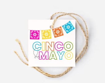 Bright Cinco de Mayo Gift Tag, Fiesta Hang Tag, Printable Gift Tags, Happy Cinco de Mayo Printable