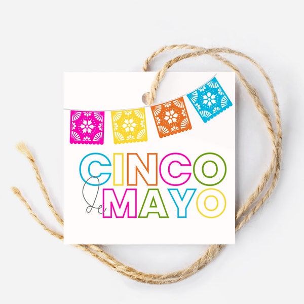 Bright Cinco de Mayo Gift Tag, Fiesta Hang Tag, Printable Gift Tags, Happy Cinco de Mayo Printable