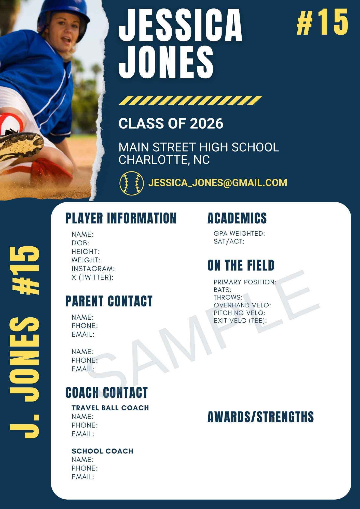 Softball Personalized Player Profile Template Used for College Softball Personalized Player Profile Template Used for College