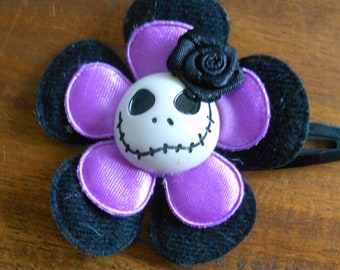 Skull Haarspange Totenkopf Blume Haarklammer gothic lila schwarz