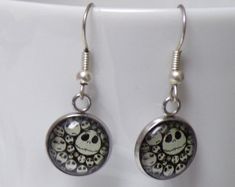 Skull Ohrringe Cabochon Ohrhänger Edelstahl Jack