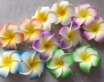 Paar plumeria frangipani  hibiskus  Haarklammer  Kristallstein   Blütenschmuck Blumen