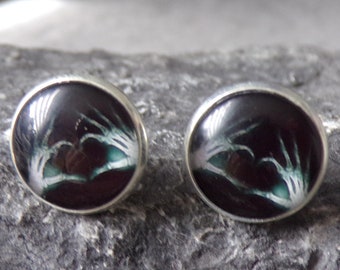 Röntgenbild Herz  Cabochon Ohrstecker  oder Ohrhänger  925  silber punk  edelstahl  16 mm