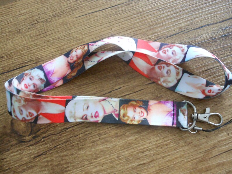 Schlüsselband Satin Marilyn Monroe pin up Retro mit Karabiner bunt