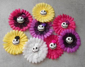 Skull Blume Haarspange, Haarklammer, verschiedene Designs, jack , hippie, gothic, Blumenschmuck