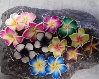 Frangipani plumeria Ohrhänger 925  Polymer clay,verschiedene Farben