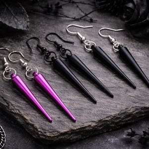 Spitzen  Kegel  Spike Ohrringe 3D – lange Spitzen Acryl – Gothic Punk Ohrhänger 925