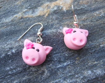 Schwein Pig  Ohrringe 925 er  Polymer clay kitsch kawaii