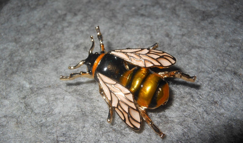 Biene Brosche Pin Anstecker, Metall, emailliert, Insekt, goldig, image 1