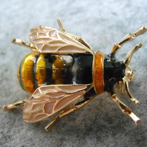 Biene Brosche Pin Anstecker, Metall, emailliert, Insekt, goldig, Bild 5