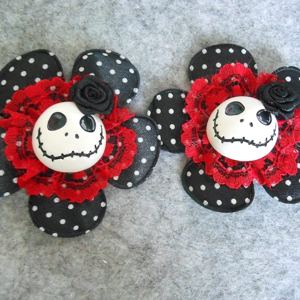 Haarklammer  Skull Totenkopf Blume  Haarspange, Polka dots, Halloween