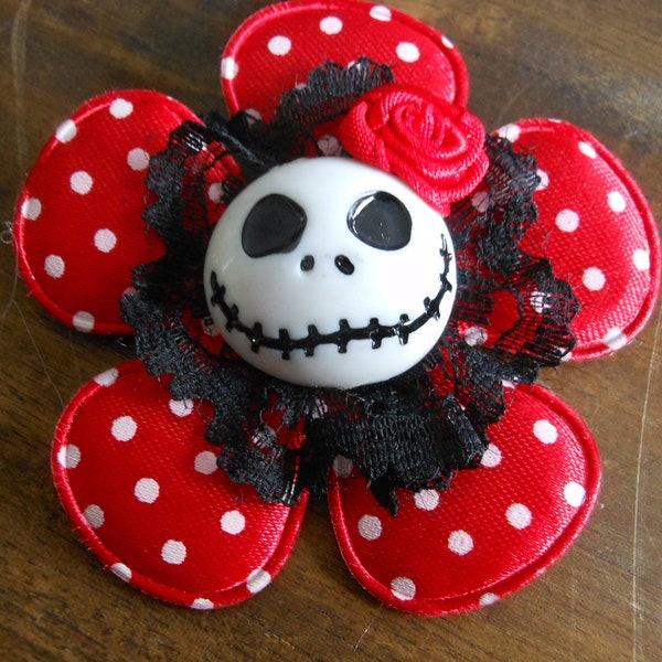 Haarklammer  Skull Totenkopf Blume  Haarspange, Polka dots, Halloween