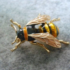 Biene Brosche Pin Anstecker, Metall, emailliert, Insekt, goldig, afbeelding 3