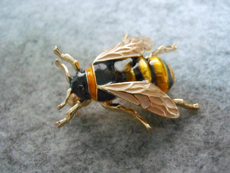 Biene Brosche Pin Anstecker, Metall, emailliert, Insekt, goldig, Bild 3
