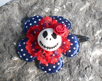 Haarklammer  Skull Totenkopf Blume , Rose,  Haarspange, Polka dots, Halloween, maritim