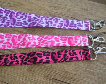 Satin Leopard Schlüsselband, pink, rosa, lila Animal Print, JGA,