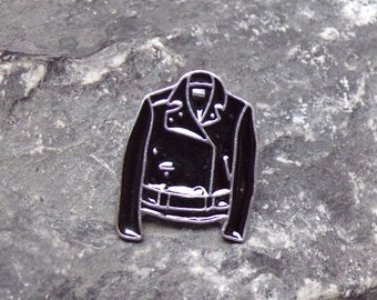 Lederjacke Biker Pin Anstecker emailliert schwarz