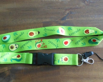 Satin Schlüsselband Avocado print Satin mit Karabiner Lanyards, keto