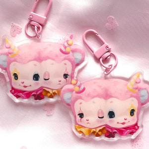Clown Bear Keychain | Creepy Cute Circus Sideshow Art as Acrylic Charm Accessory