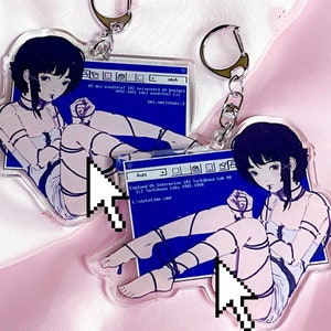 SEL Lain Keychain | Cyber Anime Girl Fanart on Acrylic Charm