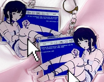 SEL Lain Keychain | Cyber Anime Girl Fanart on Acrylic Charm