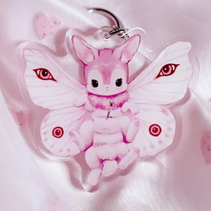 Moth Rabbit Keychain | Creepy Cute Bug Bun Acrylic Charm Accessory