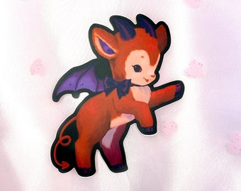 Cute Cryptid Jersey Devil Sticker | Creepy Cute Goth Art on Waterproof Vinyl