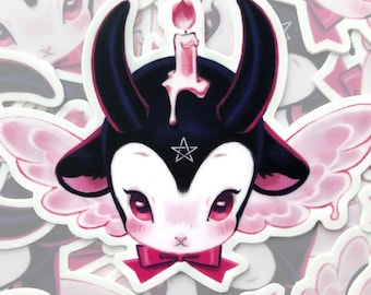 Baby Baphomet Sticker | Creepy Gothic Cute Art on Waterproof Vinyl