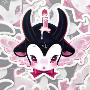 Baby Baphomet Sticker | Creepy Gothic Cute Art on Waterproof Vinyl