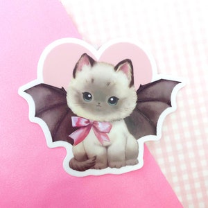 Bat Kitten Sticker | Creepy Cute Cat Art on Waterproof Vinyl