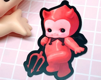 Kewpie Devil Baby Sticker | Creepy Cute Goth Art on Waterproof Vinyl