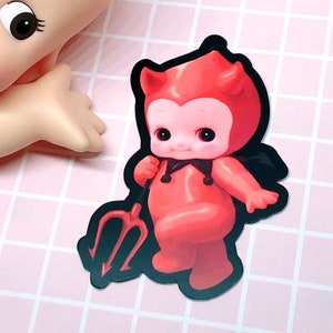 Kewpie Devil Baby Sticker | Creepy Cute Goth Kewpie Art on Waterproof Vinyl