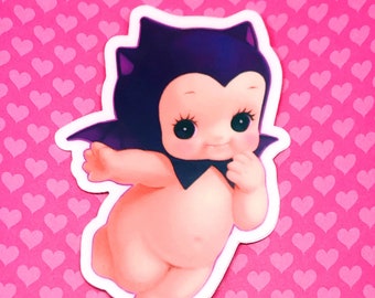Bat Baby Kewpie Sticker | Creepy Cute Gothic Kewpie Art on Waterproof Vinyl