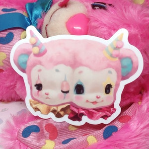 Clown Bear Sticker | Creepy Cute Weird Circus Oddity Art on Waterproof Vinyl