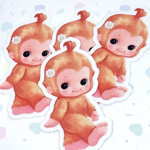 Bigfoot Baby Kewpie Sticker | Cryptid  Kitsch Art on Waterproof Vinyl