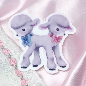 Lamb Twins Sticker | Creepy Cute Weird Oddity Art on Waterproof Vinyl