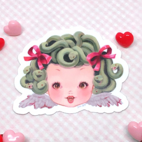 Creepy Cute Sticker Baby Medusa | Kitsch Mythology Art on Waterproof Vinyl