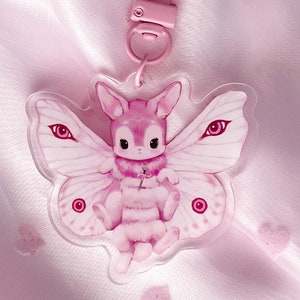 Moth Rabbit Keychain | Creepy Cute Bug Bun Acrylic Charm Accessory