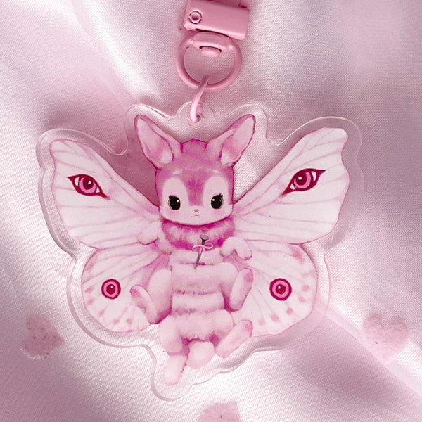Moth Rabbit Keychain | Creepy Cute Bug Bun Acrylic Charm Accessory