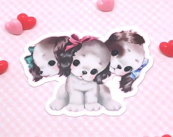 Creepy Cute Puppy Cerberus Sticker | Retro Kitsch Kawaii Pet Dog Mythology Art on Waterproof Vinyl