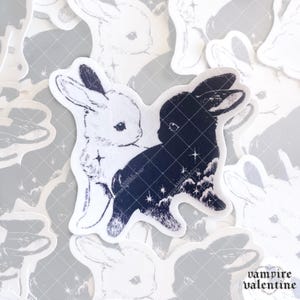 Conejitos Tú en Mí / Arte de conejos Yin Yang en vinilo impermeable