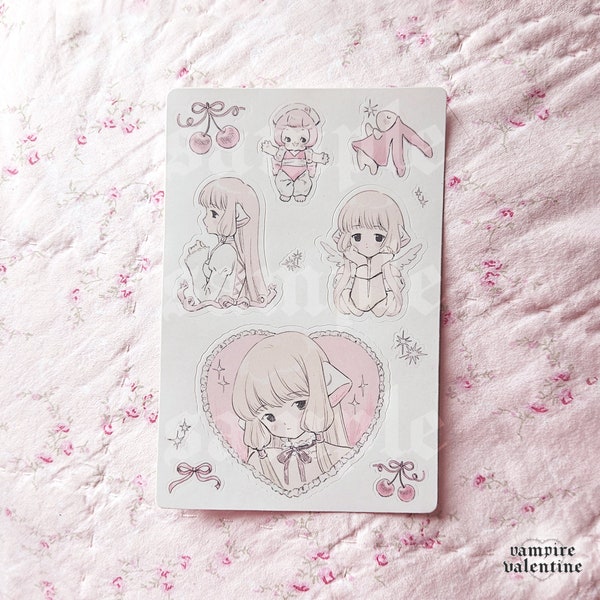 Chobits Chii Sticker Sheet | Anime Retro Kitsch Fanart as Vinyl Sticker Sheet