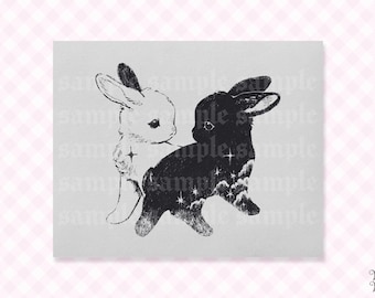 You In Me Bunnies | Yin Yang Rabbit Art as Quirky Wall Decor Poster