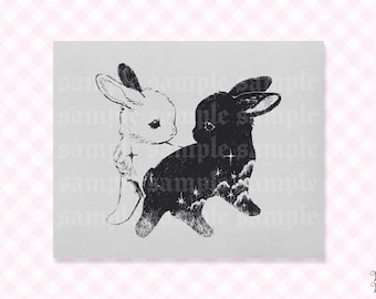 You In Me Bunnies | Yin Yang Rabbit Art as Quirky Wall Decor Poster