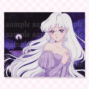 Last Unicorn Lady Amalthea Print | 90s Anime Aesthetic Cute Cartoon Art as Kawaii Home Decor image 1