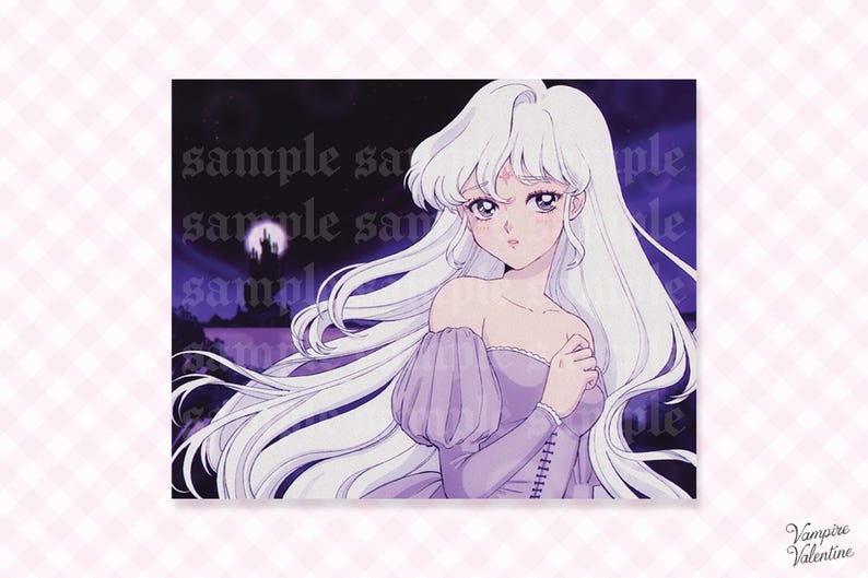Last Unicorn Lady Amalthea Print | 90s Anime Aesthetic Cute Cartoon Art as Kawaii Home Decor image 1