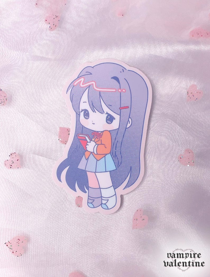 DDLC Literature Club Anime Stickers | Cute Colorful Visual Novel Fan Art on Vinyl Just Yuri