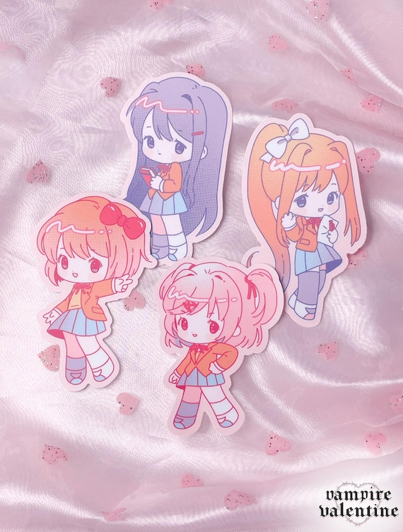 DDLC Literature Club Anime Stickers | Cute Colorful Visual Novel Fan Art on Vinyl